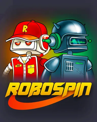 Robospin için özgün tanıtım görseli: slot oyunu düzenini soyut geometrik desenle gösterir.