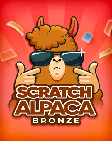 Scratch Alpaca Bronze için özgün tanıtım görseli: slot oyunu düzenini soyut geometrik desenle gösterir.