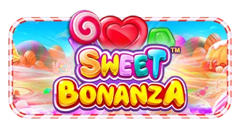 Sweet Bonanza için özgün tanıtım görseli: slot oyunu düzenini soyut geometrik desenle gösterir.